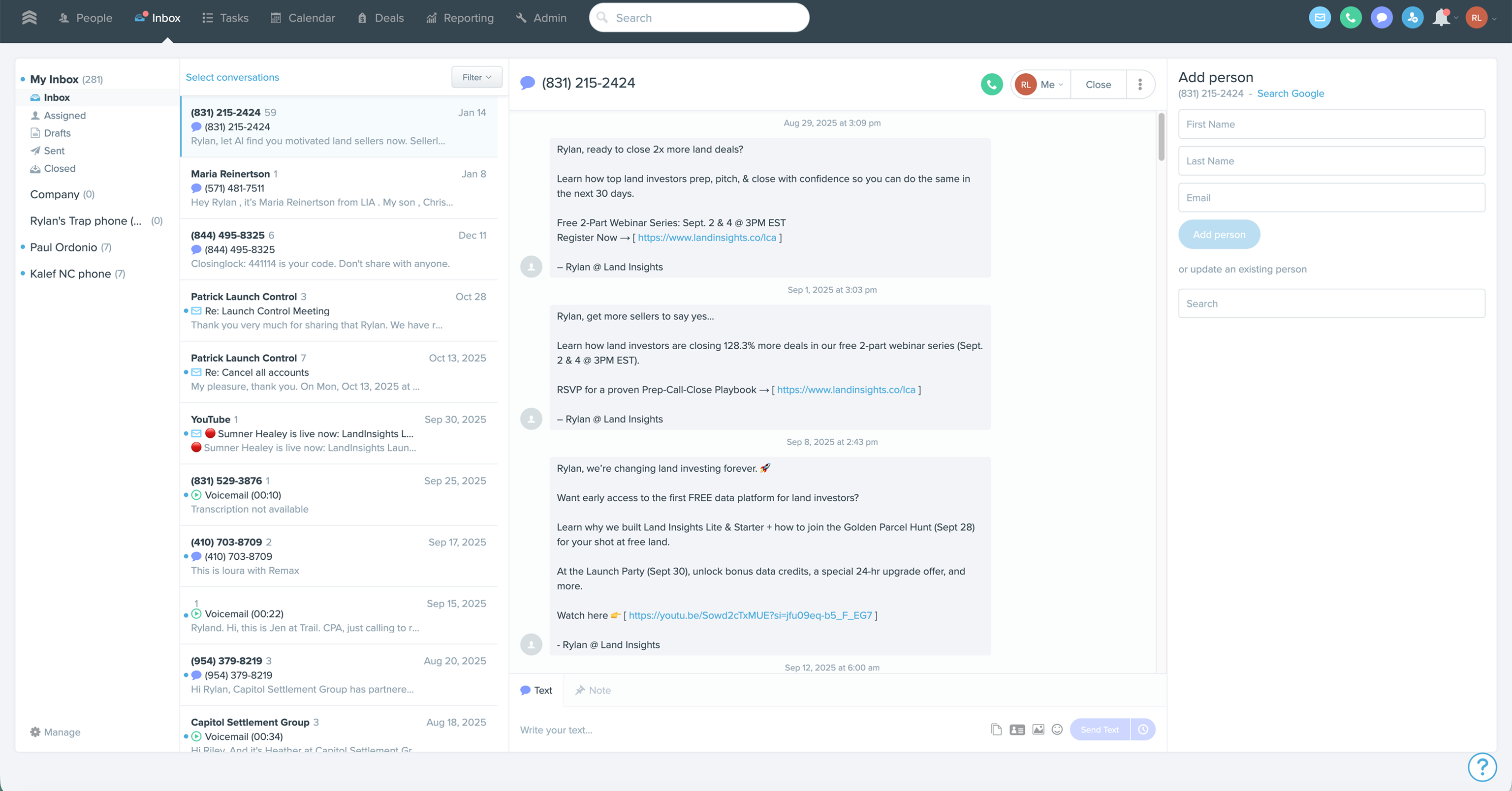 Competitor CRM - communications and outreach