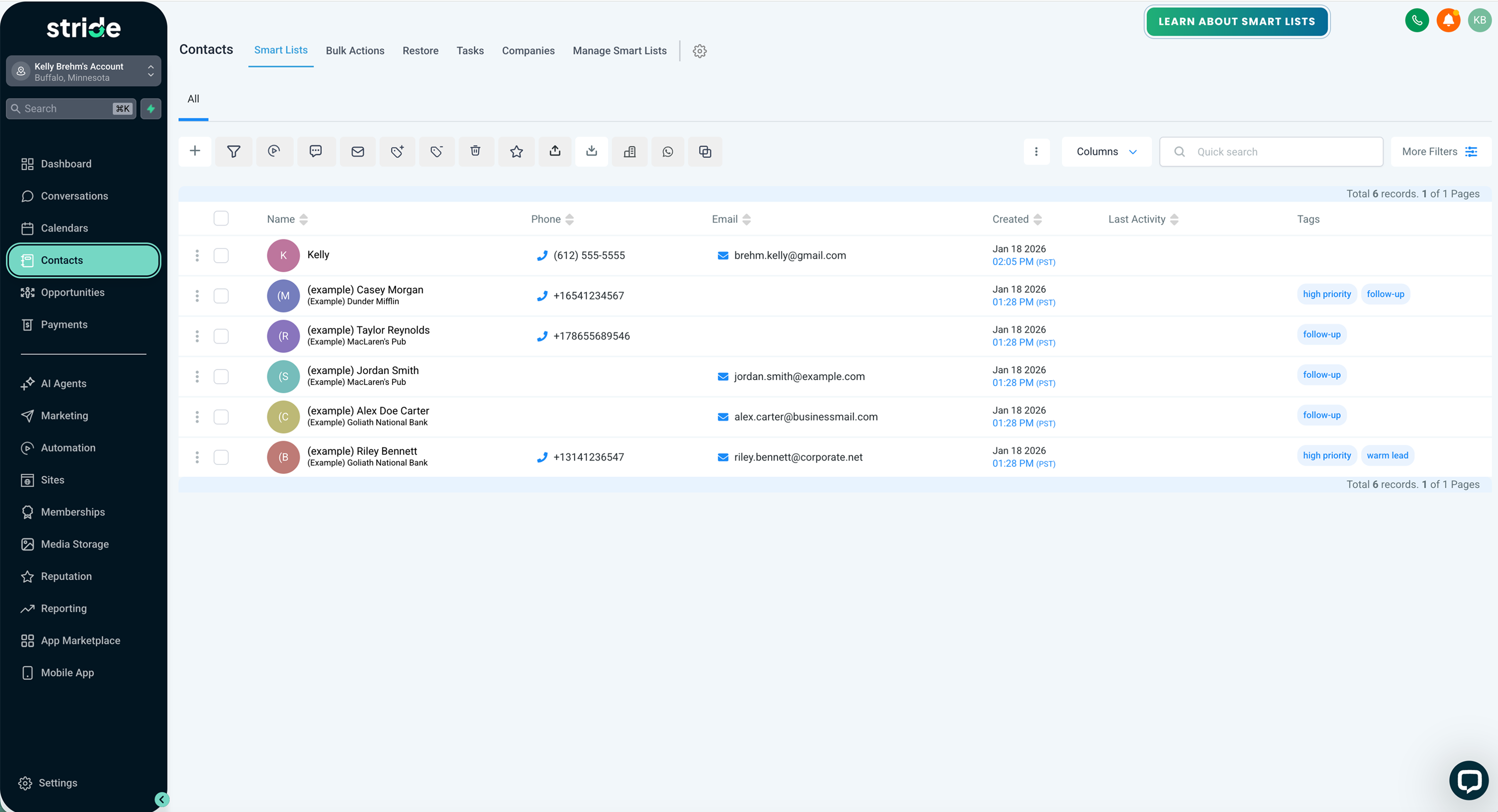 Competitor CRM - contacts and smart lists