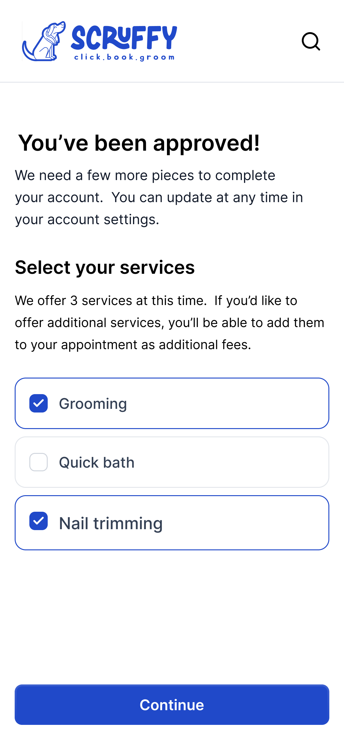 Groomer screen 6